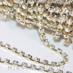 -50%! Стразова стрічка срібло. Камінь Crystal [скло]